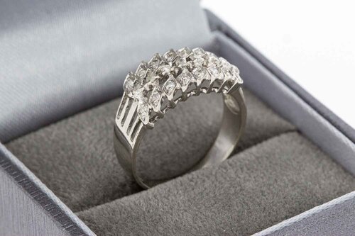 18 Karaat witgouden diamant ring - 17 mm