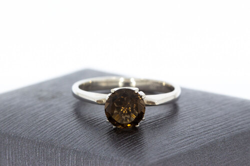 18 Karaat Rookkwarts dames ring - 17,2 mm