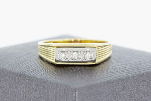14 Karaat bicolor ring met Diamant - 18,7 mm