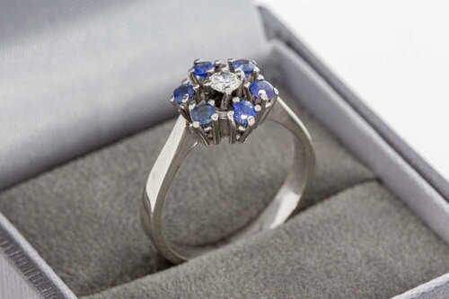 14 Karaat ring met edelstenen - 17,9 mm