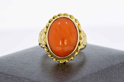 14 Karaat bloedkoraal ring - 17,4 mm