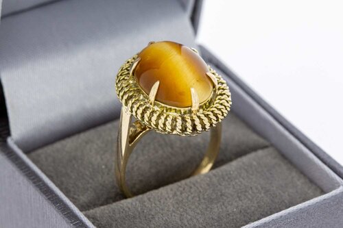 18 karaat goud Tijgeroog ring - 17,9 mm
