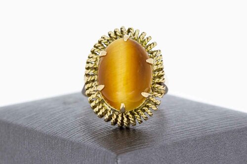 18 karaat goud Tijgeroog ring - 17,9 mm