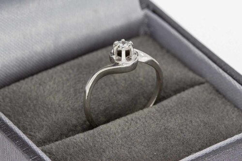 14 karaat witgoud diamantring - 14,2 mm