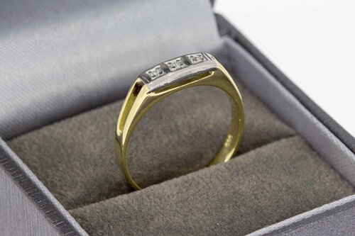 Bicolor 14 karaat goud diamantring - 18,1 mm
