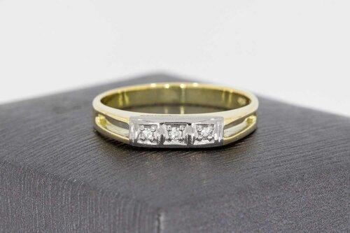 Bicolor 14 karaat goud diamantring - 18,1 mm