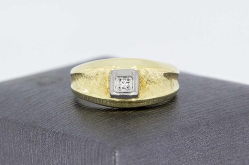 14 karaat goud diamant Pinkring - 17 mm