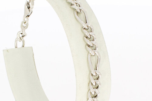 Figaro armband 14 karaat witgoud - 19,5 cm