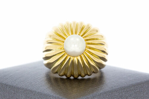 18 karaat vintage gouden Parelring - 18,4 mm