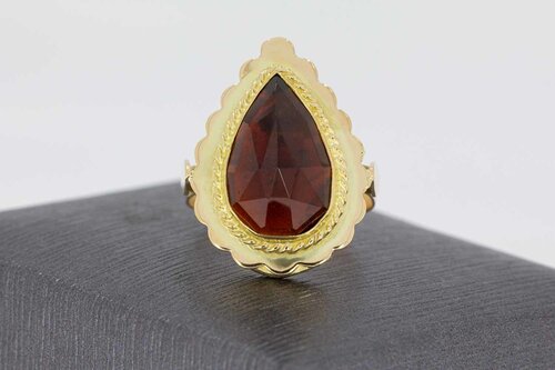 14 Karaat Retro granaat ring - 17,5 mm