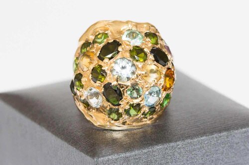 14 Karaat ring met edelstenen - 19,6 mm