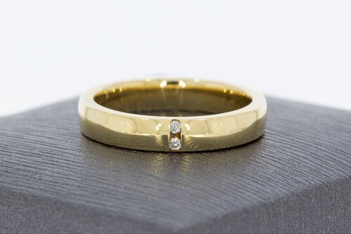 14 Karaat goud diamant dames ring - 16,2 mm