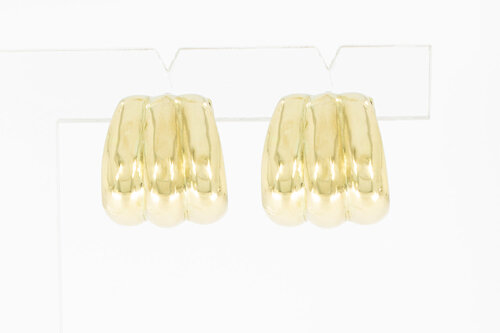 Gewelfde 14 Karaat gouden oorbellen - 1,8 cm