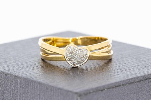 18 Karaat diamant hartjes ring - 17 mm