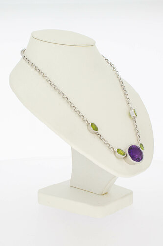 Witgouden Edelsteen ketting - 45 cm