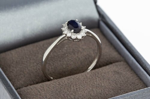 9 karaat witte saffieren ring - 18,3 mm