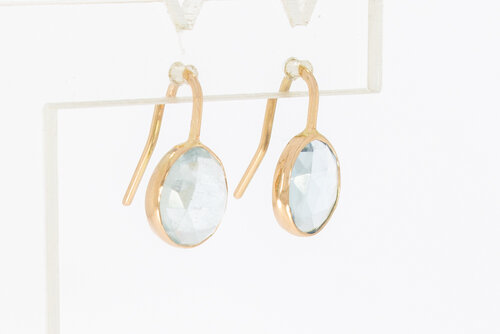 14 karaat gouden Aquamarijn hanger - 1,7 cm