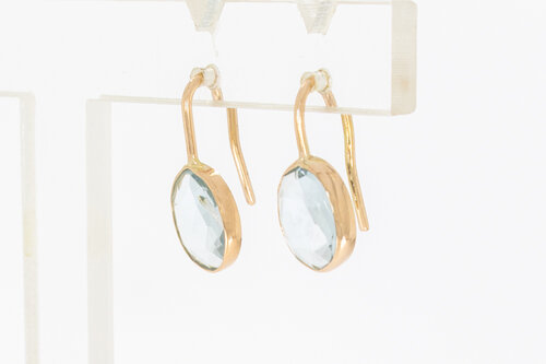 14 karaat gouden Aquamarijn hanger - 1,8 cm