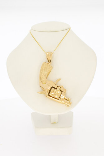 14 karaat gouden revolver hanger - 5 cm