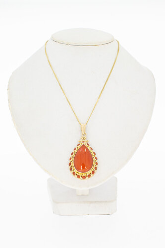 14 Karaat gouden hanger met Bloedkoraal