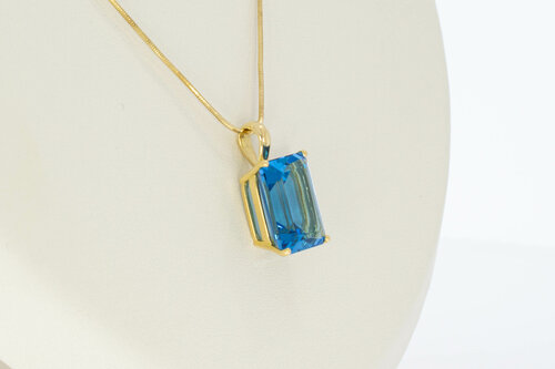 18 karaat goud Topaas dames hanger - 2,2 cm