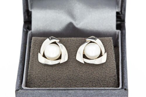 Parel oorknoppen 18 karaat goud - 1,2 cm