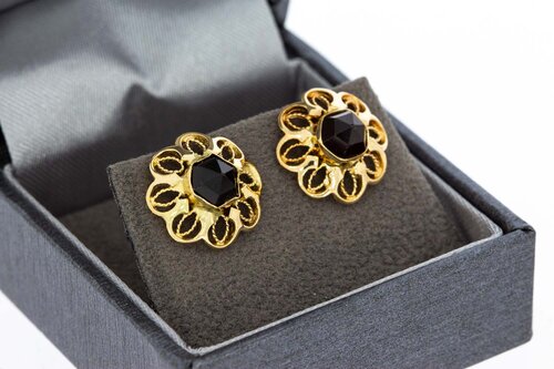 Granaat oorknoppen 14 karaat - 1,4 cm