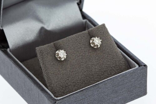 14 karaat gouden Diamant Oorstekers - 0,5 cm