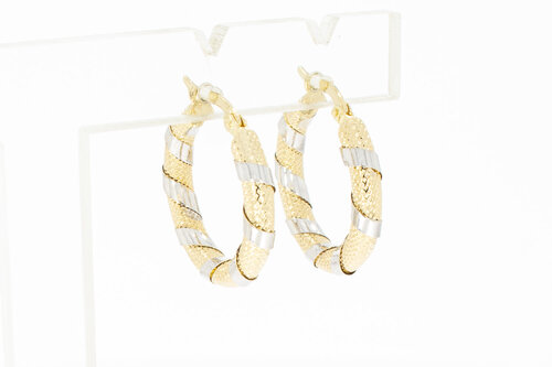 14 Karaat bicolor gouden Creolen - 2,1 cm