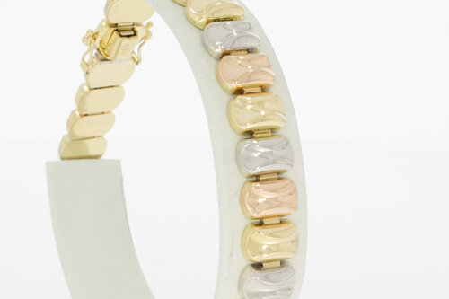 14 Karaat tricolor gouden armband - 19,9 cm