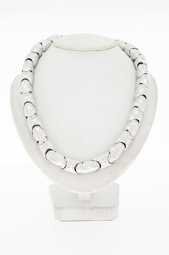 18 Karaat wit gouden damesketting - 43,6 cm