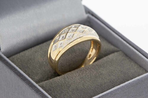 14 Karaat ring met diamantjes - 17,4 mm