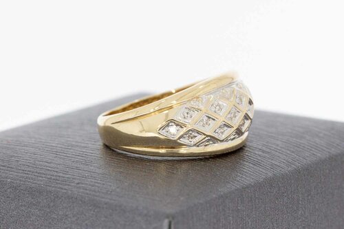 14 Karaat ring met diamantjes - 17,4 mm