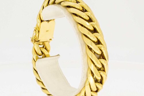Brede Gourmet armband 18 Karaat  goud - 21,7 cm
