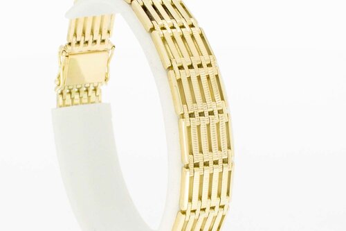 14 karaat brede Staafjes armband - 20,4 cm