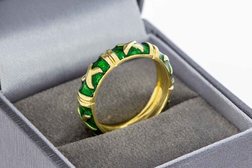 18 Karaat gouden Emaille ring - 18,6 mm