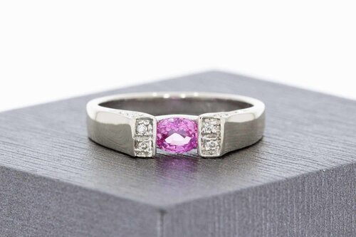 18K gouden diamantring met Robijn-17,6 mm