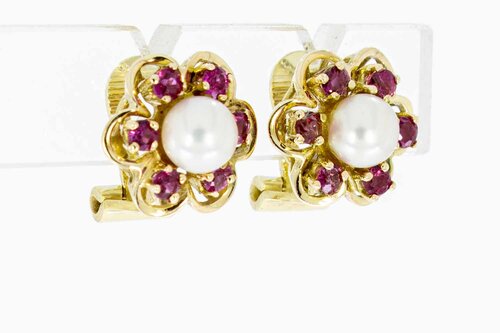 14 Karaat edelsteen oorbellen dames - 1,2 cm