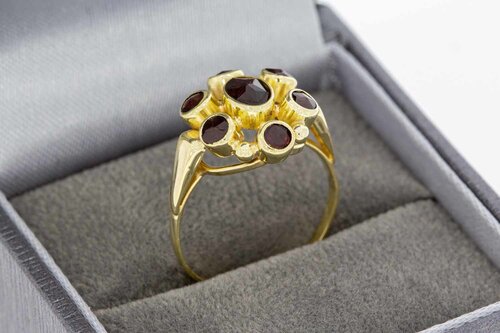 14 Karaat gouden Vintage Granaatring - 17 mm