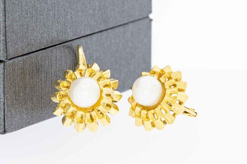 18 Karaat gouden Parel Oorknopjes - 1,4 cm