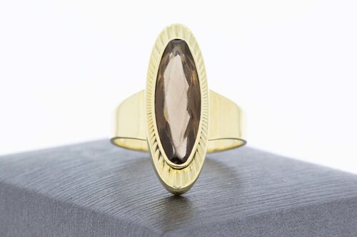 Vintage 14 Karaat Rookkwarts ring - 18,5