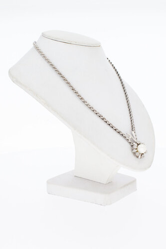 14 Karaat Parel Collier met diamant - 45 cm