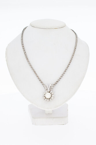 14 Karaat Parel Collier met diamant - 45 cm
