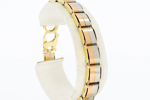 14 Karaat bicolor Plaatjes armband - 19,2 cm