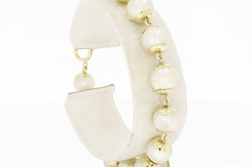 14 Karaat geel gouden Parelarmband - 19 cm