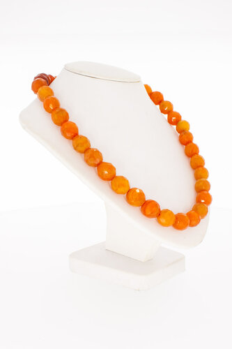 Carneolen Collier met gouden sluiting - 56,5 cm