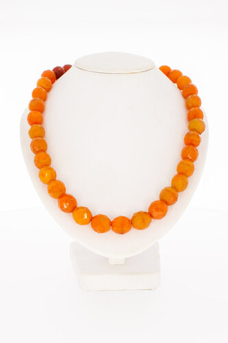 Carneolen Collier met gouden sluiting - 56,5 cm