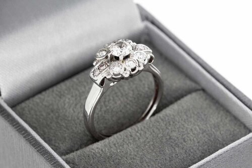14 karaat witgouden diamantring - 17,2 mm