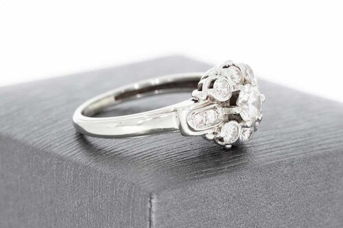 14 karaat witgouden diamantring - 17,2 mm