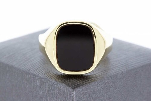 14 Karaat onyx Zegelring - 22,6 mm